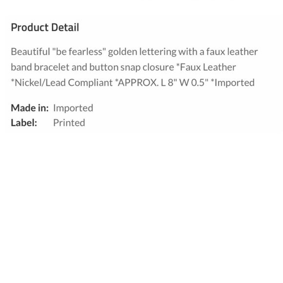 “BE FEARLESS “ BOHO BEAUTIFUL FAUX LEATHER BRACELET NWT - Picture 4 of 4